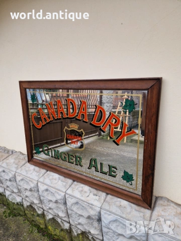 Страхотно голямо антикварно рекламно огледало 