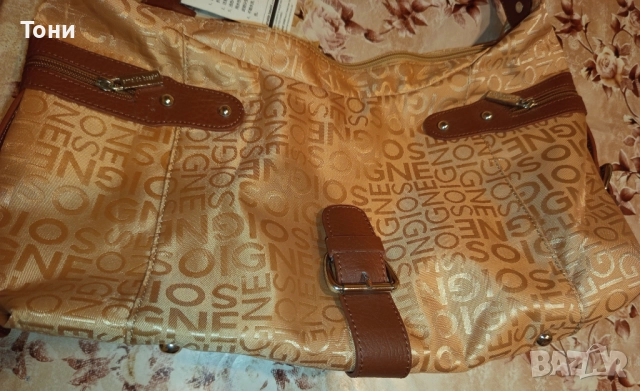 ARNALDO BASSINI Оригинал Нова Дамска Чанта от Естествена Кожа и Текстил с Етикет , снимка 12 - Чанти - 52418680