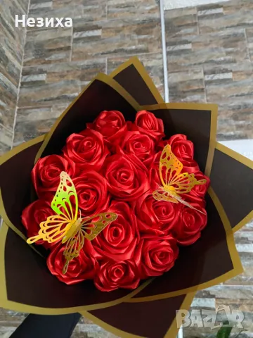 Букет от вечни рози , снимка 8 - Изкуствени цветя - 48077649