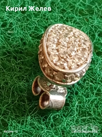 Сребърна обеца с инкрустирани кристали Сваровски елегантен дизайн 34608, снимка 4 - Обеци - 52720056