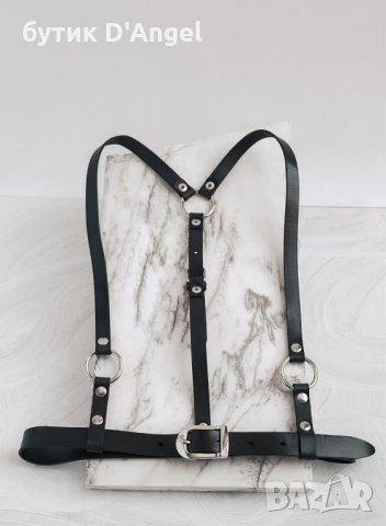 Тиранти "Black" от естествена кожа, снимка 3 - Колани - 34981097