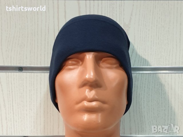 Нова зимна шапка с подгъв в цвят индиго, снимка 7 - Шапки - 39325511