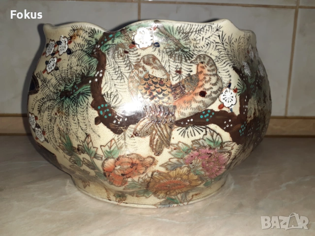 Уникална стара купа Сатцума satsuma порцелан маркировка