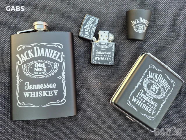 Подаръчен комплект Jack Daniel's,манерка,запалка и чаши,четири модела, снимка 7 - Запалки - 50080097