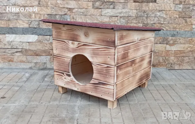 Дървена къща за котки и малки породи кучета , къща за котка куче от дърво котенца кученца, снимка 2 - За котки - 48756870