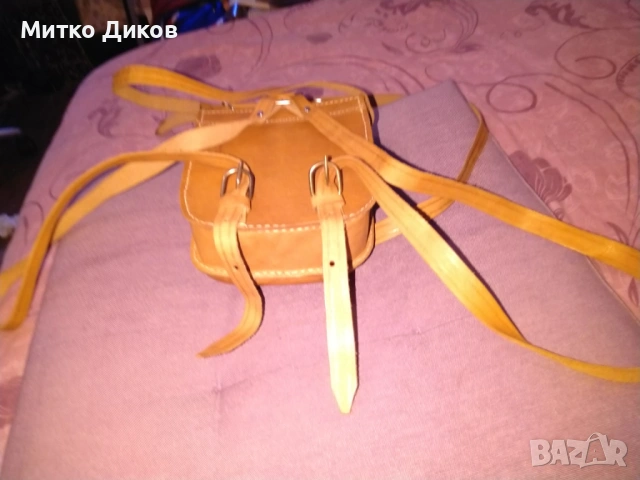 Чанта раница мъжка за през рамо дебела естествена кожа нова 18х14х7см, снимка 4 - Чанти - 53322202