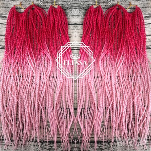 Сенегалски Плитки - Туистери за Коса, Цвят - Омбре Тъмно Розово / Светло Розово Код 1686, снимка 5 - Аксесоари за коса - 26942678