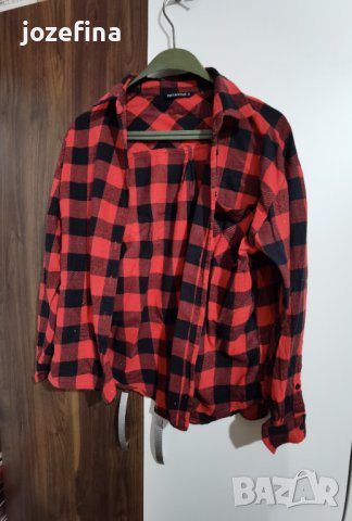 Риза дамска бархетна червено и черно каре