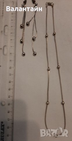 Сребърно колие и обеци, снимка 2 - Колиета, медальони, синджири - 35500605
