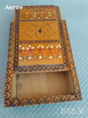 Стара дървена кутия за карти., снимка 4 - Антикварни и старинни предмети - 27158370