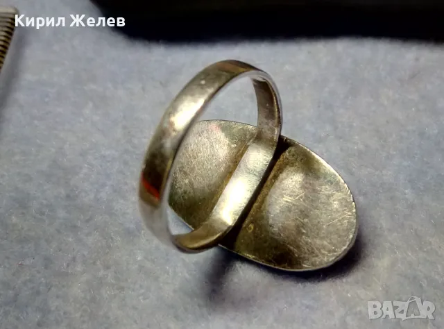 СТАРИНЕН РЕТРО АРТ СРЕБЪРЕН ПРЪСТЕН СРЕБРО ВИСОКА ПРОБА с РЪЧНО РИСУВАН БЯЛ ОПАЛ 30544, снимка 4 - Антикварни и старинни предмети - 49885923