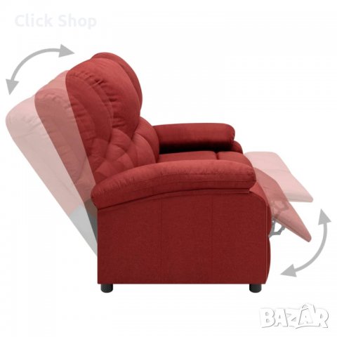 2-местно кресло реклайнер, виненочервено, текстил, снимка 6 - Дивани и мека мебел - 38128303