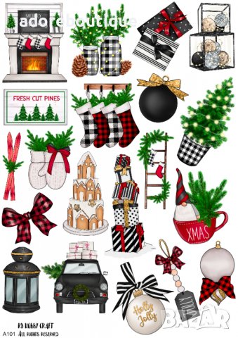 Скрапбук стикери декорация планер christmas Коледа зима самозалепващ лист А5 - различни видове, снимка 8 - Други - 38421985