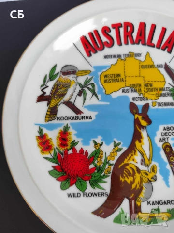 Австралийска порцеланова чиния за стена, снимка 3 - Антикварни и старинни предмети - 53258066