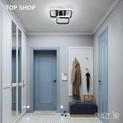 EIDISUNY LED таванна лампа Модерна 40W LED, 3 квадрата-Черна (студена бяла светлина 6000K), снимка 4 - Лед осветление - 49566657