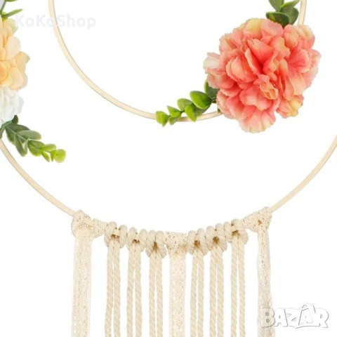 Макраме декорация за стена-Ø 31x82 см./декорация за стена, снимка 2 - Декорация за дома - 51142215