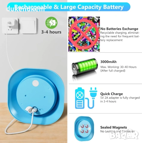 Акумулаторна подводна LED лампа RGBW с магнит, IP68, 14 см, с дистанционно, снимка 2 - Лед осветление - 53019166