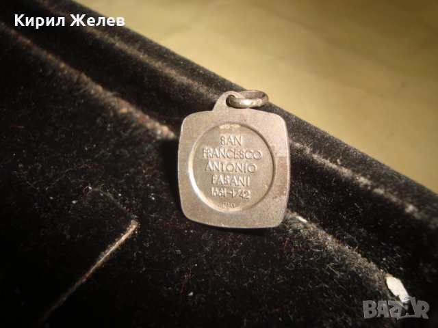 СТАРА ПОСРЕБРЕНА КАТОЛИЧЕСКА БРОНЗОВА ИКОНКА ДВУСТРАННА 21690, снимка 2 - Антикварни и старинни предмети - 32523060