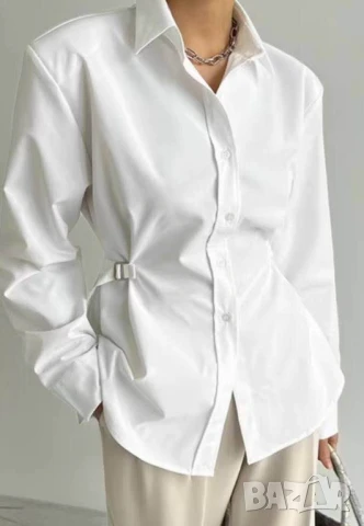 Памучна риза със странични коланче/ пристягане на талията  , снимка 2 - Ризи - 50912360