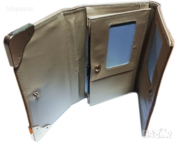 Портмоне с метална декорация в бежово, снимка 2 - Портфейли, портмонета - 47393377