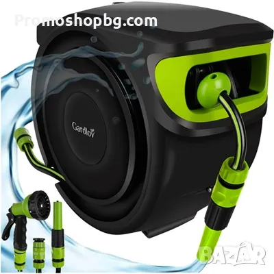 Автоматична макара за маркуч Gardlov +25 м. маркуч, с възможност за монтаж на стена, въртене на 180°