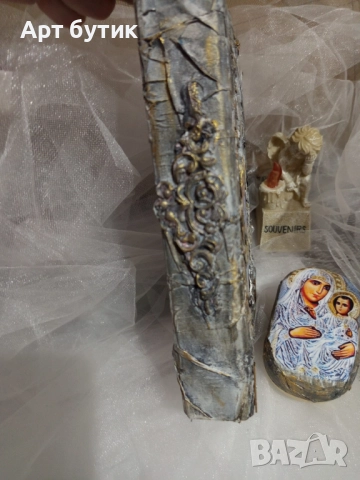 Бароков арт комплект за свето Кръщение , модел Св. Богородица, снимка 10 - Декорация - 52741287