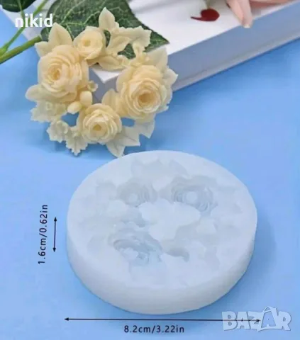 Рози с листа венец силиконов молд форма фондан шоклад смола декор, снимка 3 - Форми - 50194294