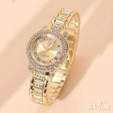 Бляскав дамски комплект часовник и гривна – съчетава елегантност и практичност, снимка 7 - Дамски - 51973498