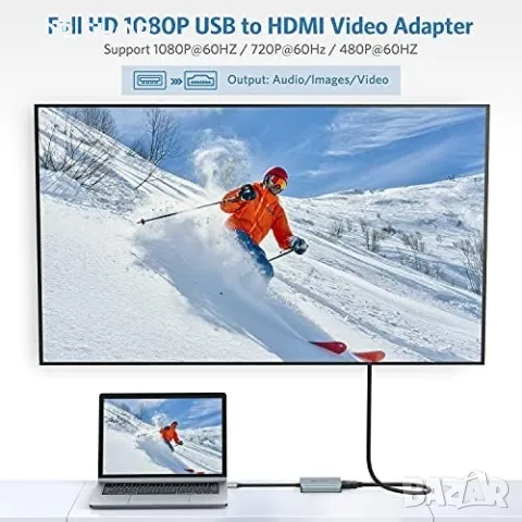 Нов USB 3.0/2.0 към HDMI адаптер/Компютър Лаптоп, снимка 2 - Друга електроника - 49249436