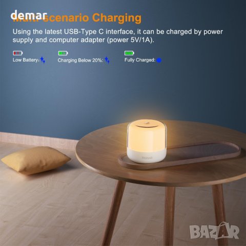 Нощна лампа за бебета PREKIAR, 4W 2000mAh LED, с RGB промяна на цвета, снимка 5 - Лед осветление - 43507242