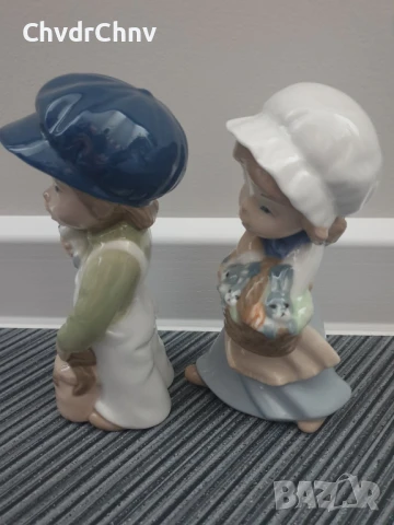 Lladro CASADES статуетки 18см/2бр чифт/ЛАДРО КАСАДЕС испанска порцеланова фигура/деца с шапки, снимка 3 - Статуетки - 51160979