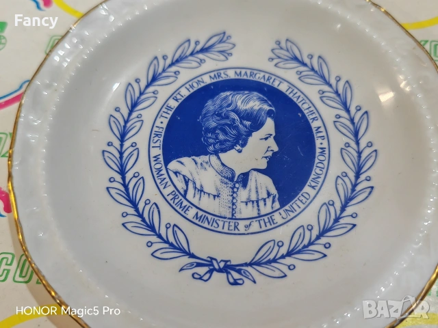 Малка чинийка Margaret Thatcher, снимка 3 - Антикварни и старинни предмети - 53469803