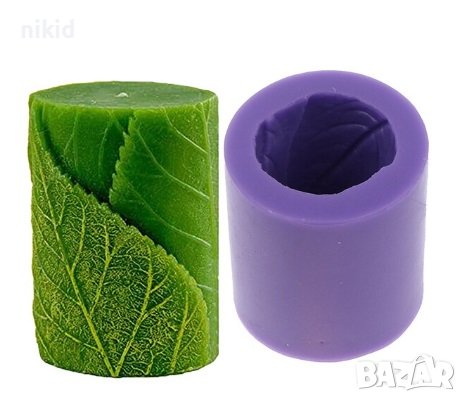 3d листа цилиндър силиконов молд форма свещ гипс украса декор