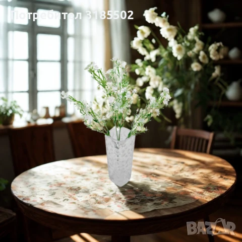 Изкуствена аранжировка с миниатюрни бели цветчета – елегантен декоративен акцент, снимка 4 - Изкуствени цветя - 51227846