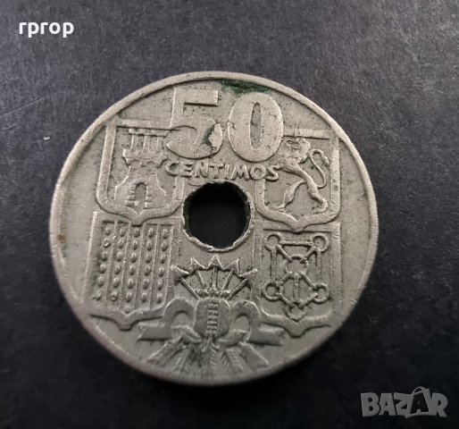 Монета . Испания. 50 сантимос . 1949 год., снимка 3 - Нумизматика и бонистика - 37772875