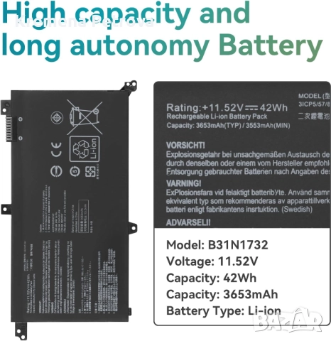 Батерия за лаптоп Asus Vivobook S14 42Wh B31N1732, снимка 5 - Батерии за лаптопи - 45507350