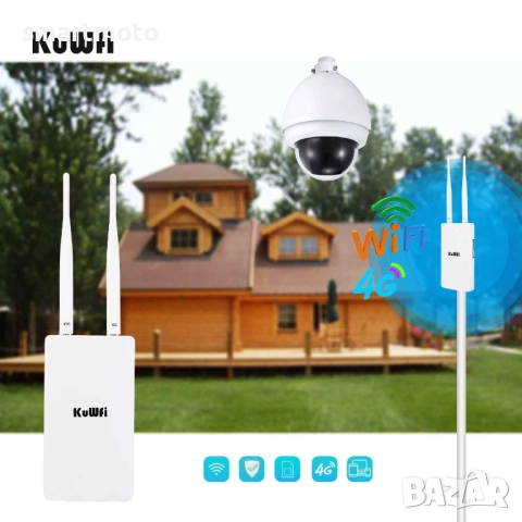 KuWFi 300Mbps соларен захранващ 12V DC Wifi безжичен мрежов рутер 4g, снимка 4 - Части и Платки - 52633654