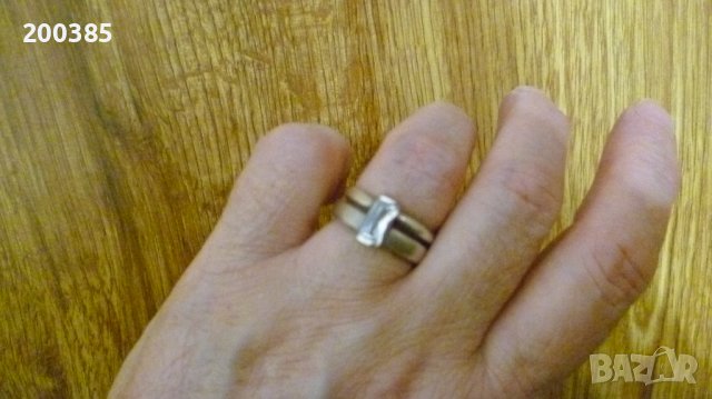 Масивен сребърен пръстен с голям бял кристал, снимка 5 - Пръстени - 38796161