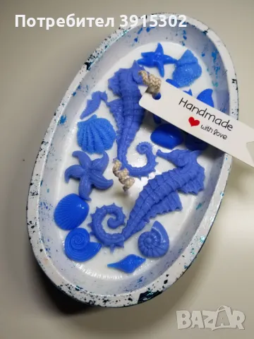 Ръчно изработени подаръчни комплекти от гипсокерамика със свещи от 100% соев восък, снимка 5 - Декорация за дома - 49724144