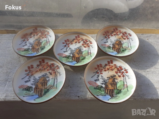 Чинийки порцелан Kutani Япония - 5бр., снимка 3 - Антикварни и старинни предмети - 53353996