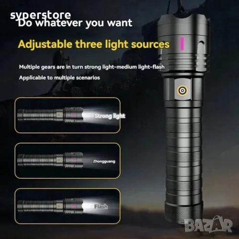 Фенер ръчен, много мощен, професионален Digital One SP01130 NW1 1HY,Силен лъч като лазер, Презарежда, снимка 8 - Друга електроника - 52132492