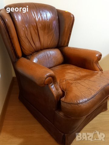 Ретро кресло от естествена кожа , снимка 2 - Дивани и мека мебел - 43243962