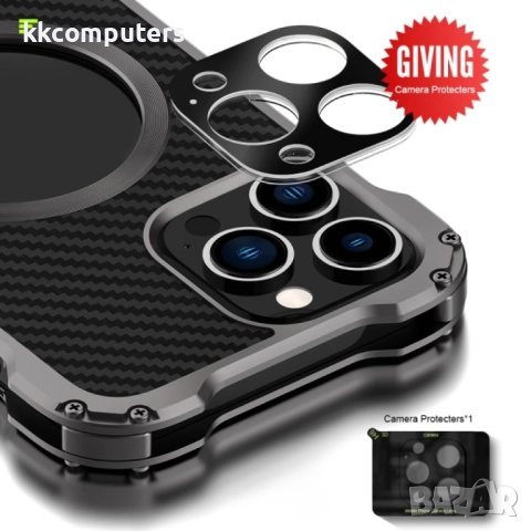 Apple iPhone 13 Удароустойчив R-JUST RJ51 Hollow Метален Калъф и Протектор 