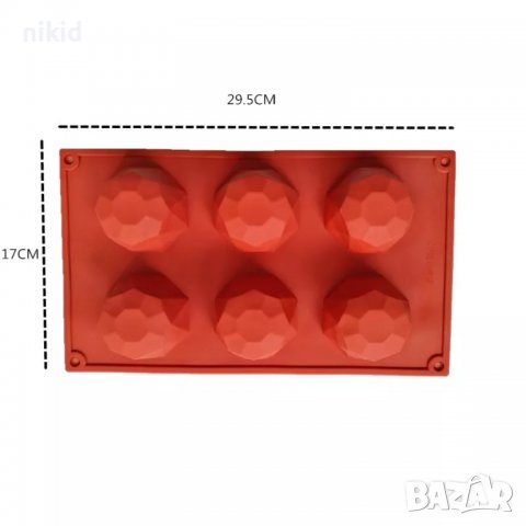 6 големи Диамантени скали скалички силиконов молд форма шоколад украса шоко бомби кексчета гипс мус, снимка 2 - Форми - 37534589