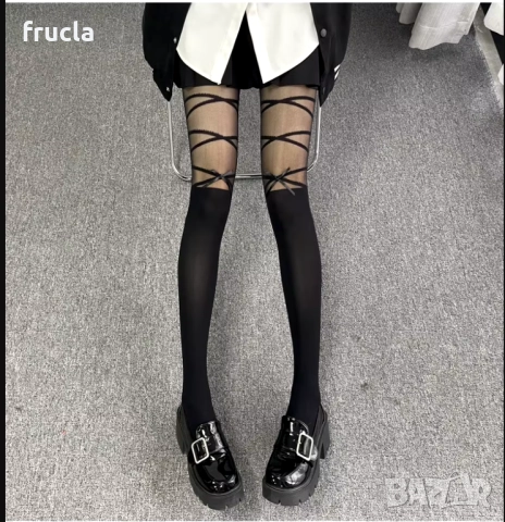 Секси Фигурален Чорапогащник Сатенена Панделка, снимка 2 - Бельо - 52207981