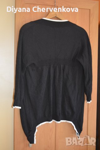 Жилетка пролетно-есенна тъмно синя с три четвърт ръкав и бели кантове, снимка 3 - Жилетки - 43143216