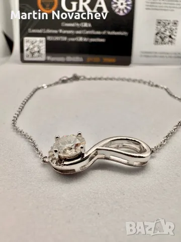Сребърна гривна с мойсанит (Диамант) 1 карат, снимка 7 - Гривни - 49935532