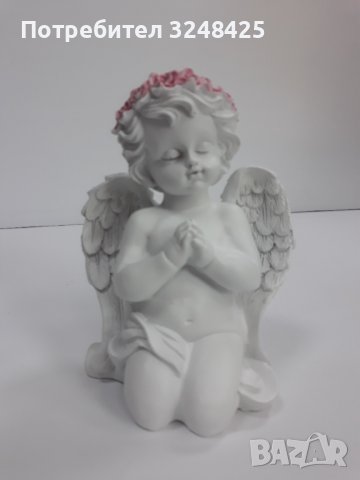Ангел бял с розов венец - голям., снимка 3 - Статуетки - 37925809