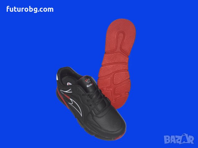 Водоустойчиви мъжки маратонки в черен цвят с червено, снимка 5 - Маратонки - 43268991
