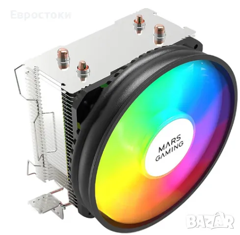 Вентилатор на процесора Mars Gaming MCPUARGB, CHROMA RGB процесорен радиатор, 2X HCT топлинни тръби, снимка 4 - Други - 49427786